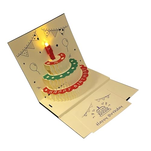 Musikalische 3D-Geburtstagskuchen-Grußkarte, stilvolle 3D-Popup-Geburtstagskarte, mit Musikfunktion und Lichtdisplay Musikalische 3D-Geburtstagskuchen-Grußkarte, stilvolle 3D-Popup-Geburtstagskarte, mit Musikfunktion und Lichtdisplay von HINAYOSAN