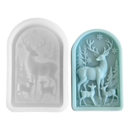 Weihnachtliche Rentier-Silikonformen, Mehrzweck-Silikone für Epoxidharz, Seife, Schokolade, Backwerkzeug, Weihnachts-Bastelbedarf, Formen von HINAYOSAN