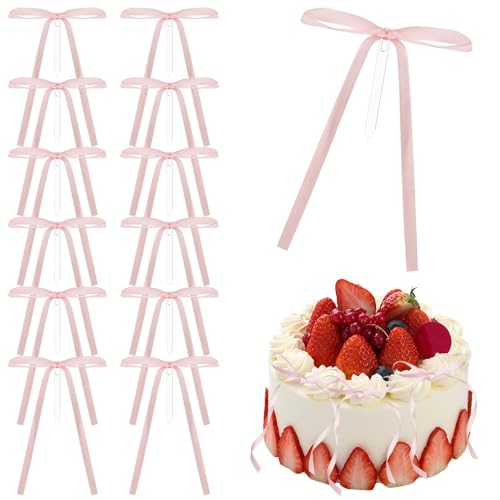 12 Stück rosa Schleifen-Kuchenaufsatz-Dekor, Schleifen-Geburtstagsdekorationen für Kuchen, geeignet für Geburtstagsfeiern, Verlobungs- und Hochzeitszeremonien, Abschlussfeiern, Bankette, Babypartys 12 Stück rosa Schleifen-Kuchenaufsatz-Dekor, Schleifen-Geburtstagsdekorationen für Kuchen, geeignet für Geburtstagsfeiern, Verlobungs- und Hochzeitszeremonien, Abschlussfeiern, Bankette, Babypartys von HINGTAI