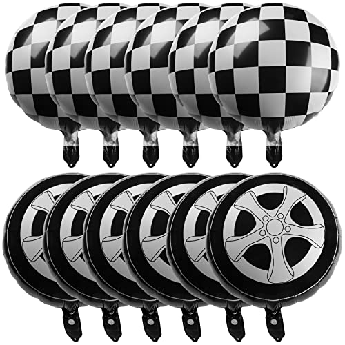 12 stück Rennwagen Luftballon,18zoll Karierte Flagge Ballons,Rennwagen Party Dekorationen,Schwarz Weiß Karierte Rennauto Luftballons,Auto Motiv Reifen Folienballon,für Racing Thema Partydeko 12 stück Rennwagen Luftballon,18zoll Karierte Flagge Ballons,Rennwagen Party Dekorationen,Schwarz Weiß Karierte Rennauto Luftballons,Auto Motiv Reifen Folienballon,für Racing Thema Partydeko von HINGTAI