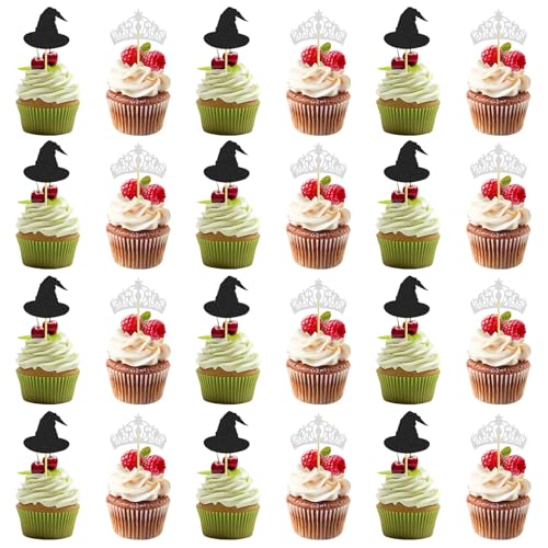 24 Pcs Witch Hat Cupcake Topper Krone Cupcake Topper von HINGTAI