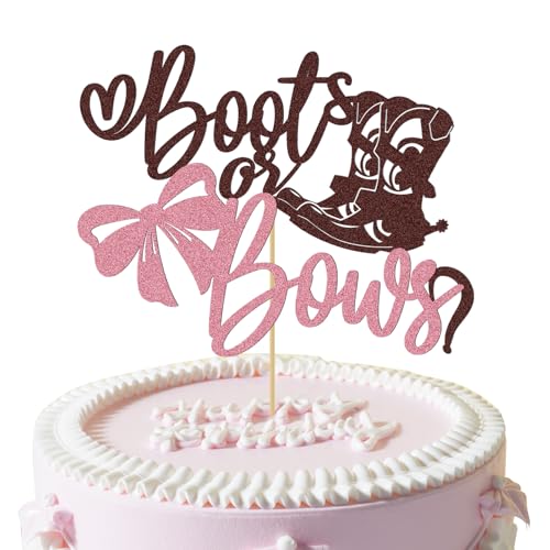 Kuchendekoration mit Stiefeln oder Schleifen, Western-Thema, Babyparty, Gender Reveal, Party-Dekoration, Cowboy- oder Cowgirl-Kuchendekor, Willkommensschild, Kuchen Topper von HINGTAI
