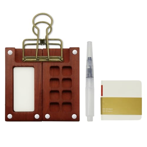 Miniatur-Aquarellpaletten-Set mit 8 Fächern, Wasserfarbkasten Aquarell-Set aus Holz im Taschenformat für Künstler, Gouache Farben Set tragbares Aquarell-Paletten-Box-Set mit Pinselclip, Skizzenbuch Miniatur-Aquarellpaletten-Set mit 8 Fächern, Wasserfarbkasten Aquarell-Set aus Holz im Taschenformat für Künstler, Gouache Farben Set tragbares Aquarell-Paletten-Box-Set mit Pinselclip, Skizzenbuch von HINGTAI