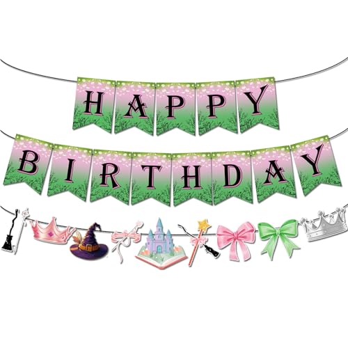 Rosa und grüne Partydekorationen, Banner „Happy Birthday“, Partydekorationen zum Thema Papierausschnitte, Girlande, Krone, Hexenhut, Schloss, Schleifen, Zubehör für Halloween, Kindertag Rosa und grüne Partydekorationen, Banner „Happy Birthday“, Partydekorationen zum Thema Papierausschnitte, Girlande, Krone, Hexenhut, Schloss, Schleifen, Zubehör für Halloween, Kindertag von HINGTAI