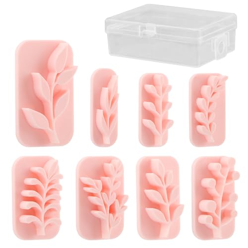 Pflanzen-Ton-Stempel, 8 Formen, Blätterformen für Ohrringherstellung, Polymer-Ton-Stempel und Formen von HINMAYGO