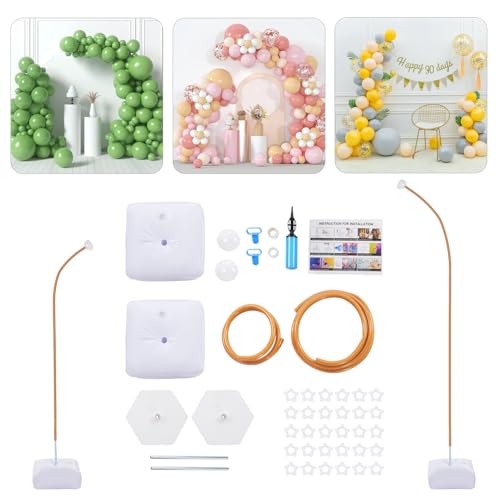 Hochzeitsbogen Gestell, 2.5M & 1.5M Ballonbogen Gestell Kit, Freie Biegung Ballonständer, Gold Halbbogen Luftballon Bogen für Geburtstag, Hochzeit, Graduation Party, Jubiläum von HINOPY