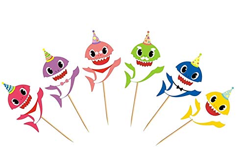 HINTER Cupcake-Topper Hai Themenparty-Zubehör Familie Baby Dusche Geburtstag Party Dekoration 30 Stück von HINTER