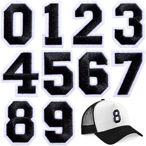 HINZIC 10 Stück Zahlenflicken zum Aufbügeln, 0–9 Zahlen, Stickerei-Applikation für Kleidung, Varsity-Team-Trikots, Rugby, Sport, Fußball, Volleyball, Hüte, Jacke, Schwarz HINZIC 10 Stück Zahlenflicken zum Aufbügeln, 0–9 Zahlen, Stickerei-Applikation für Kleidung, Varsity-Team-Trikots, Rugby, Sport, Fußball, Volleyball, Hüte, Jacke, Schwarz von HINZIC