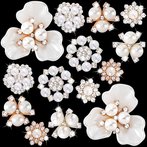 HINZIC 14 Stück Perlen-Blumenknöpfe im Vintage-Stil, Perlenbrosche für Schmuckherstellung, Hochzeit, Strasssteine, Verzierungen für Damen, DIY, Kleidung, Taschen, Schuhe, Dekoration HINZIC 14 Stück Perlen-Blumenknöpfe im Vintage-Stil, Perlenbrosche für Schmuckherstellung, Hochzeit, Strasssteine, Verzierungen für Damen, DIY, Kleidung, Taschen, Schuhe, Dekoration von HINZIC