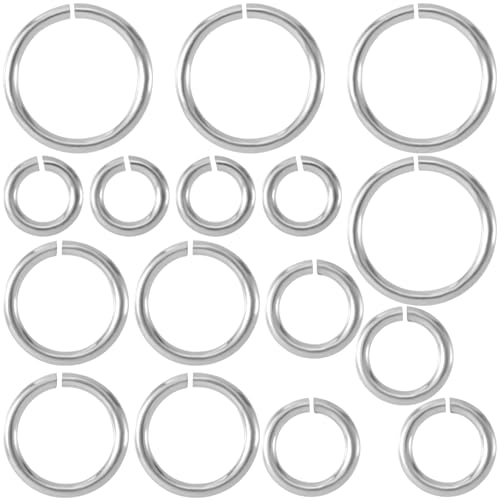 HINZIC 16 Stück 925 Sterling Silber Split Bindering, 6 mm/5 mm/4 mm/3 mm, kleine Halskette, Schmuckverschluss, offene Verbindungsverschlüsse, Schlüsselanhänger, Armband, Ohrringe, Charm, Silber von HINZIC