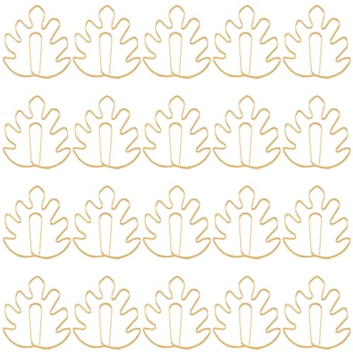 HINZIC 20 Stück Büroklammer-Lesezeichen, niedliche Blattform, Monstera-Büroklammern, Seitenmarker für Notizbücher, Sammelalben, Aktenordner, Gold HINZIC 20 Stück Büroklammer-Lesezeichen, niedliche Blattform, Monstera-Büroklammern, Seitenmarker für Notizbücher, Sammelalben, Aktenordner, Gold von HINZIC