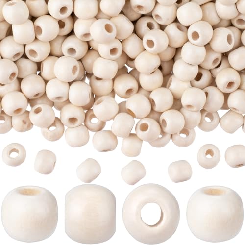HINZIC 200 Stück beige Holzperlen, 9 x 10 mm großes Loch, Makramee-Perlen, natürliche Holz-Haarperlen, runde lose Abstandshalter-Perlen für die Herstellung von handgefertigten Armbändern und HINZIC 200 Stück beige Holzperlen, 9 x 10 mm großes Loch, Makramee-Perlen, natürliche Holz-Haarperlen, runde lose Abstandshalter-Perlen für die Herstellung von handgefertigten Armbändern und von HINZIC