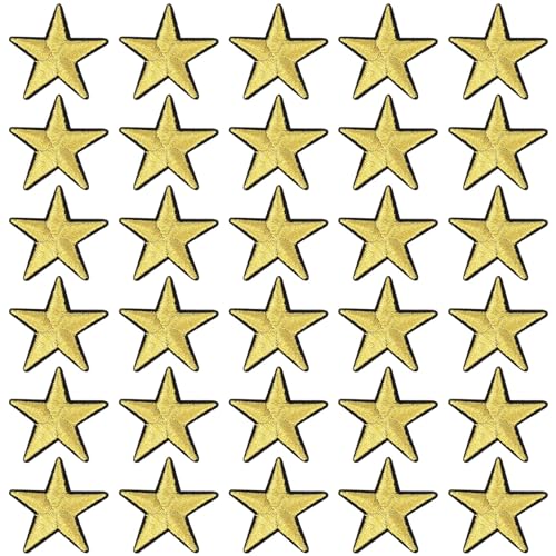 HINZIC 30 Stück goldene Stern-Aufnäher zum Aufbügeln, Mini 5 Sterne, bestickte Abzeichen, zum Aufnähen auf Starface-Verzierungen, goldfarben, für Kleidung, Jacken, Rucksäcke, Reparaturen HINZIC 30 Stück goldene Stern-Aufnäher zum Aufbügeln, Mini 5 Sterne, bestickte Abzeichen, zum Aufnähen auf Starface-Verzierungen, goldfarben, für Kleidung, Jacken, Rucksäcke, Reparaturen von HINZIC