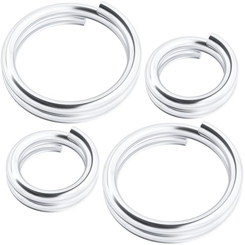 HINZIC 4 Stück 925er Sterlingsilber, geteilter Biegering, 4 mm/6 mm, kleiner Halsketten-Schmuckverschluss, offene Verbindungsverschlüsse für Schlüsselanhänger, Armband, Ohrringe, Charm, Silber von HINZIC