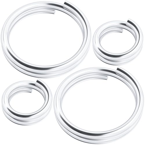 HINZIC 4 Stück 925er Sterlingsilber, geteilter Biegering, 4 mm/8 mm, kleiner Halsketten-Schmuckverschluss, offene Verbindungsverschlüsse für Schlüsselanhänger, Armband, Ohrringe, Charm, Silber von HINZIC