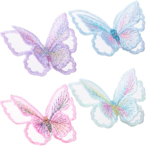 HINZIC 4 x Schmetterlings-Spitzenaufnäher, doppellagige Organza-Applikationen, zum Aufnähen, dekorative Stickerei für Hochzeit, Brautkleid, Kleidung, Jeans, Hut, Rucksäcke, Hosen, Vorhang-Ornamente HINZIC 4 x Schmetterlings-Spitzenaufnäher, doppellagige Organza-Applikationen, zum Aufnähen, dekorative Stickerei für Hochzeit, Brautkleid, Kleidung, Jeans, Hut, Rucksäcke, Hosen, Vorhang-Ornamente von HINZIC