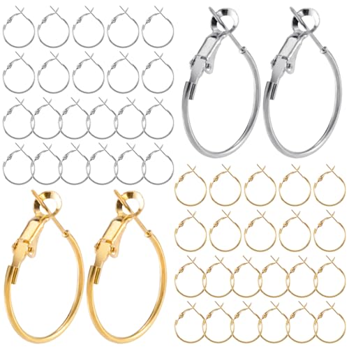 HINZIC 48 Stück 20 mm runde Creolen, Gold, Silber, hypoallergen, Legierung, offene Perlen, DIY-Ohrringe, Zubehör für Schmuckherstellung, Handwerk HINZIC 48 Stück 20 mm runde Creolen, Gold, Silber, hypoallergen, Legierung, offene Perlen, DIY-Ohrringe, Zubehör für Schmuckherstellung, Handwerk von HINZIC