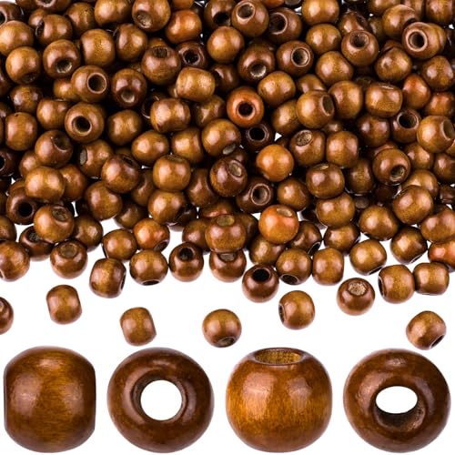 HINZIC Makramee-Perlen aus natürlichem Holz, 9 x 10 mm, großes Loch, Haarperlen, runde lose Abstandshalter, für handgefertigte Armbänder, Halsketten, 200 Stück HINZIC Makramee-Perlen aus natürlichem Holz, 9 x 10 mm, großes Loch, Haarperlen, runde lose Abstandshalter, für handgefertigte Armbänder, Halsketten, 200 Stück von HINZIC