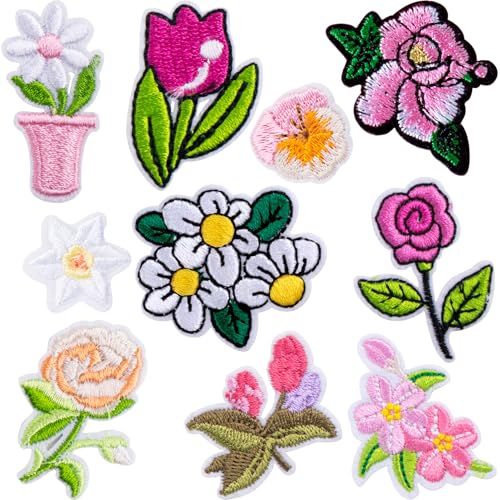 HINZIC Mini-Blumen-Aufnäher zum Aufbügeln, 10 Muster, dekorativ, bestickt, für Valentinstag, Hochzeit, für Jeans, Kleidung, Jacken, Hüte, Rucksäcke, Hosen, Blumenstrauß, 10 Stück HINZIC Mini-Blumen-Aufnäher zum Aufbügeln, 10 Muster, dekorativ, bestickt, für Valentinstag, Hochzeit, für Jeans, Kleidung, Jacken, Hüte, Rucksäcke, Hosen, Blumenstrauß, 10 Stück von HINZIC
