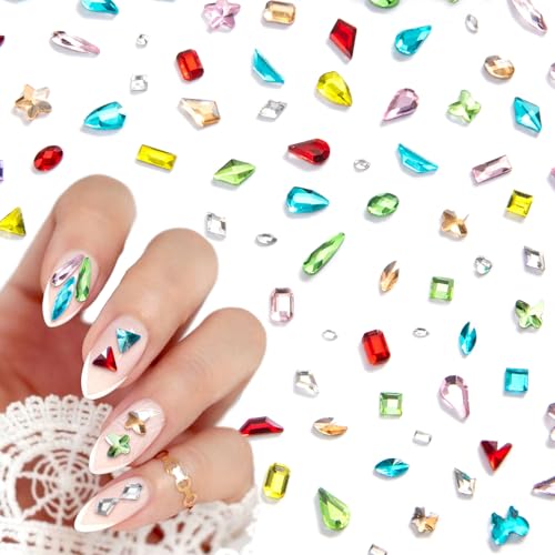 HINZIC Strasssteine für Nägel, zufällige Form, bunte 3D-Strasssteine mit flacher Rückseite, geometrisch, Valentinstag, Hochzeit, Gesicht, Schmuck, Kleidung, Schuhe, Mini-Diamant-Kunst-Anhänger zum HINZIC Strasssteine für Nägel, zufällige Form, bunte 3D-Strasssteine mit flacher Rückseite, geometrisch, Valentinstag, Hochzeit, Gesicht, Schmuck, Kleidung, Schuhe, Mini-Diamant-Kunst-Anhänger zum von HINZIC
