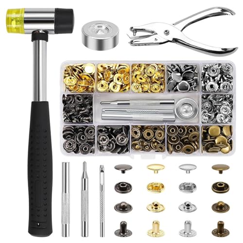 120 Sets 12,5 mm Druckknöpfe für Lederhandwerk und Kleidung, Metallknöpfe, Druckknöpfe mit Montagewerkzeug, Mantel-Reparatur 120 Sets 12,5 mm Druckknöpfe für Lederhandwerk und Kleidung, Metallknöpfe, Druckknöpfe mit Montagewerkzeug, Mantel-Reparatur von HIOPOIUYT