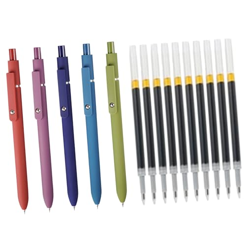 Gelschreiber mit 10 Nachfüllungen, schnell trocknend, 0,42 mm Spitze, zum Schreiben, Notizen, Journaling, Kugelschreiber, 5 Stück Gelschreiber mit 10 Nachfüllungen, schnell trocknend, 0,42 mm Spitze, zum Schreiben, Notizen, Journaling, Kugelschreiber, 5 Stück von HIOPOIUYT