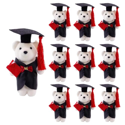 HIOPOIUYT 10 weiche Schaumstoff-Bärpuppen mit Kleidern und Hut für Feiern und Gedenkabschluss, Blumenstrauß HIOPOIUYT 10 weiche Schaumstoff-Bärpuppen mit Kleidern und Hut für Feiern und Gedenkabschluss, Blumenstrauß von HIOPOIUYT