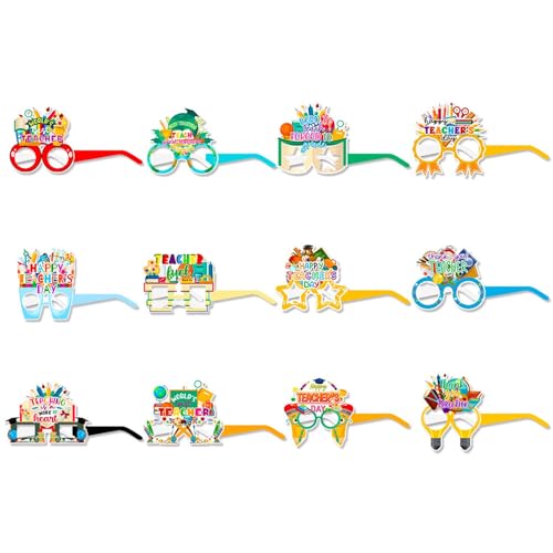 HIOPOIUYT 12pcs Paper Brillenschule Event Requisiten Perfekt Für Lehrer Wertschätzungswoche Geeignet Für Klassenzimmer Und Partyfotos von HIOPOIUYT