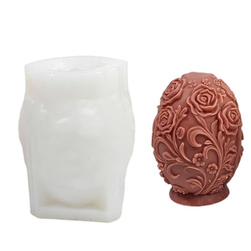 HIOPOIUYT 3D-Ostereier-Formen aus Silikon, Ornament-Formen, Blumeneier, Seife, Gießformen, Heimdekoration von HIOPOIUYT