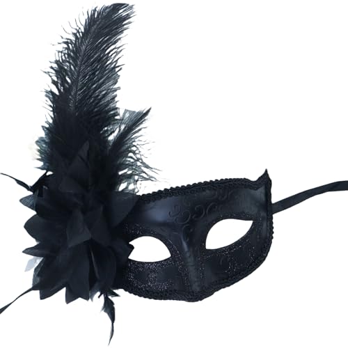 HIOPOIUYT Blumendekoration, Maskerade, halbes Gesicht, Halloween-Party, gefiederte Maskerade, Augenbekleidung für Frauen, Cosplay HIOPOIUYT Blumendekoration, Maskerade, halbes Gesicht, Halloween-Party, gefiederte Maskerade, Augenbekleidung für Frauen, Cosplay von HIOPOIUYT