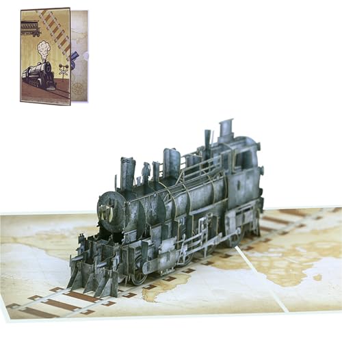 HIOPOIUYT Dampfzug 3D Grußkarte Alles Zum Geburtstagskarte Mit Umschlag Creative Vaters Day Geschenk Für Dad Grandad Ehemann von HIOPOIUYT