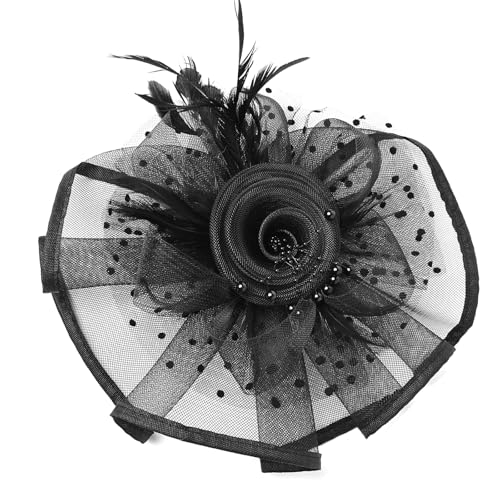 HIOPOIUYT Fascinator aus Netzstoff, gefiedert, 1920er-Jahre-Kostüm, Kopfbedeckung für Damen, Themen-Event, ideal für Cocktail-Partys, Teepartys, Stirnbänder von HIOPOIUYT