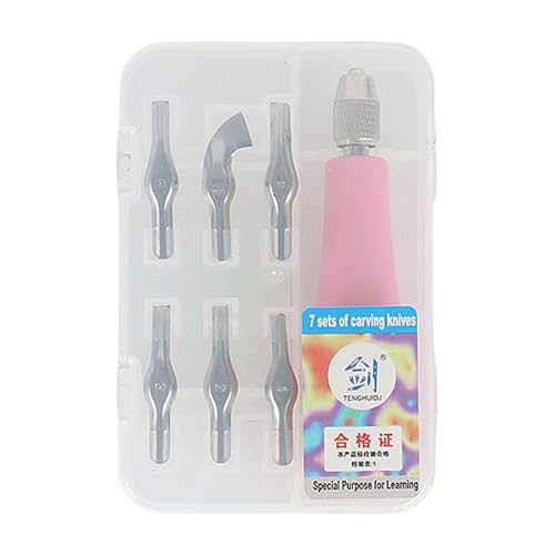 Stempelstempelschneider Mit Gummi Block Mit 6 Schnitzkopf Ergonomisch Linoleum Cutter Zum Druckstempel Tragbares Werkzeug von HIOPOIUYT