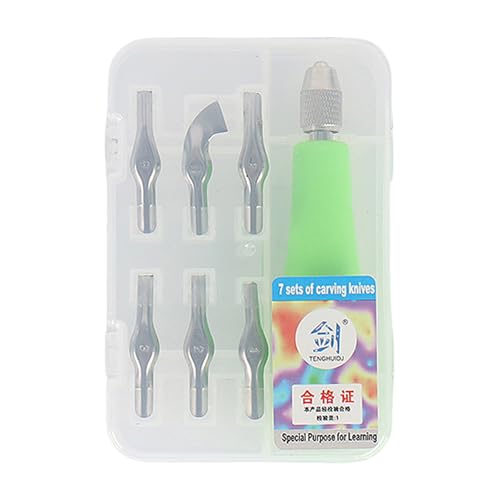 Stempelstempelschneider Mit Gummi Block Mit 6 Schnitzkopf Ergonomisch Linoleum Cutter Zum Druckstempel Tragbares Werkzeug von HIOPOIUYT