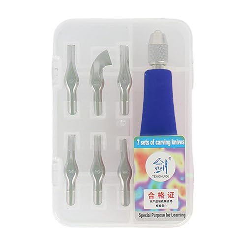 Stempelstempelschneider Mit Gummi Block Mit 6 Schnitzkopf Ergonomisch Linoleum Cutter Zum Druckstempel Tragbares Werkzeug von HIOPOIUYT