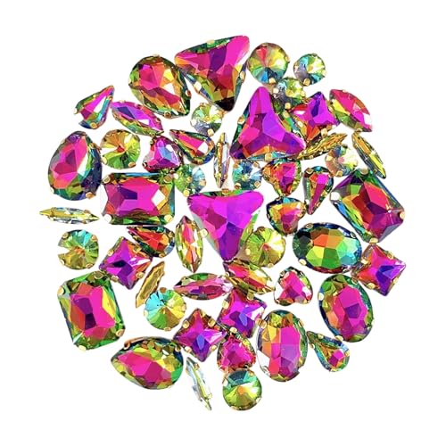 Strasssteine zum Aufnähen, flache Rückseite, klares Glas mit Loch für Kleider, Kleidung, Schuhe, Taschen, Schmuck, Handwerk, 50 Stück von HIOPOIUYT