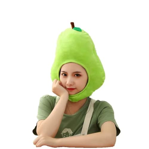 HIPIHOM Plüsch-Kopfbedeckung, Hut, lustige Neuheit, Hut, Schlafkissen, Spielzeug, gefüllte Kappe, Foto-Requisiten, warmes Cosplay-Zubehör (Birne) von HIPIHOM