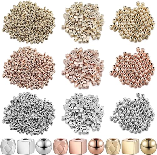 3840 Stück Metallperlen, 4mm Durchmesser Kleine Spacer, Runde Messing Abstandsperlen, Silber Distanzperlen Set, Goldene Metall Perlen für DIY Schmuck Basteln Armbänder 3840 Stück Metallperlen, 4mm Durchmesser Kleine Spacer, Runde Messing Abstandsperlen, Silber Distanzperlen Set, Goldene Metall Perlen für DIY Schmuck Basteln Armbänder von HIQE-FL