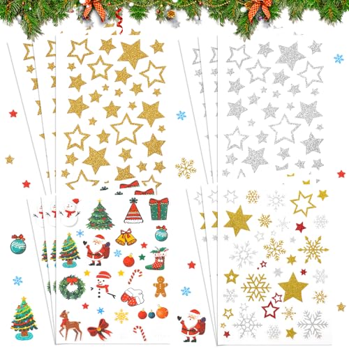 HIQE-FL Weihnachten Aufkleber, 500 Stück Glitzer Gold Sterne, Selbstklebend für Scrapbooking von HIQE-FL