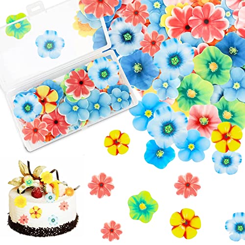 HIQE-FL 80Pcs Blumen-Kuchen-Deckel,Essbare Blumen-Kuchen-Deckel,Essbare Blumen Cupcake Topper,Tortendeko geburtstagstorte Dekoration,Kuchen Dekorationen (B-Blumen) von HIQE-FL