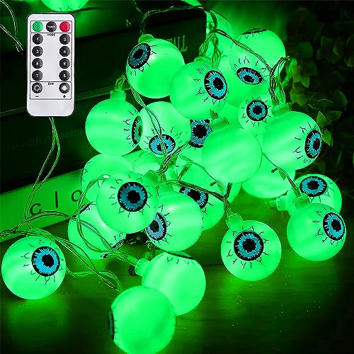 HIQE-FL Halloween Lichterkette Augäpfel,5M 30LED Halloween Lichterkette Augen,8 Arten Einstellung des Lichtmodus,Timing Funktion,mit Fernbedienungn,Innen und Außendekoration Garten HIQE-FL Halloween Lichterkette Augäpfel,5M 30LED Halloween Lichterkette Augen,8 Arten Einstellung des Lichtmodus,Timing Funktion,mit Fernbedienungn,Innen und Außendekoration Garten von HIQE-FL
