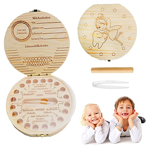 HIQE-FL Zahnschachtel,Zahnbox Zahndose,Zahnbox aus Holz,Zahndose Milchzähne,Milchzähne Box von HIQE-FL