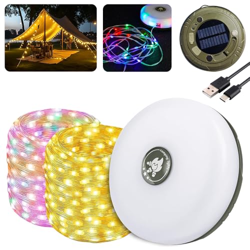 Tragbare Camping Lichterkette,10M Lichterketten Außenbereich für Camping,2 in 1 Tragbare Camping Lichterkette,Wiederaufladbare LED Lichterkette,Camping Lichterkette (B) von HIQE-FL