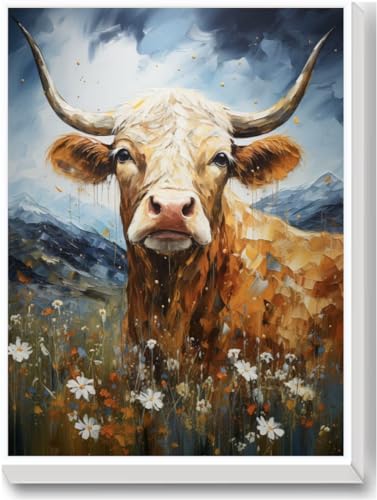 HIQEEYOUNG Malen nach Zahlen Erwachsene Anfänge Tiere, DIY Handgemalt Ölgemälde inklusive Pinsel und Acrylfarben 40 x 50 cm ohne Rahmen-Vieh von HIQEEYOUNG