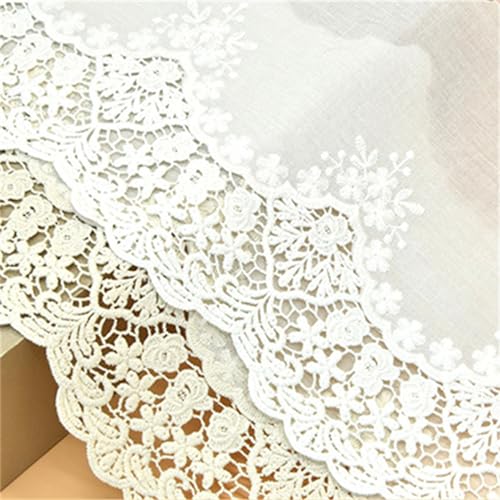 HIQIU 5 Yards Stickerei Blumenmuster Baumwolle Spitzenborte Spitzenband Spitzenbesatz 7.87 Zoll Breite für DIY Kleidung Hochzeit Nähen Basteln Scrapbooking Geschenkbox Dekor (Weiß) von HIQIU