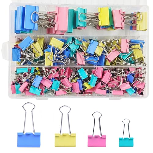 170 Stück Foldback Klammern Set, 15mm/19mm/25mm/32mm Binder Clips Büroklammern Bunt, Vielzweckklammern Dokumenten Clips,Metall Klammern Papierklammern für Schule Bürobedarf Briefpapier Notizen 170 Stück Foldback Klammern Set, 15mm/19mm/25mm/32mm Binder Clips Büroklammern Bunt, Vielzweckklammern Dokumenten Clips,Metall Klammern Papierklammern für Schule Bürobedarf Briefpapier Notizen von HIQU and HIST