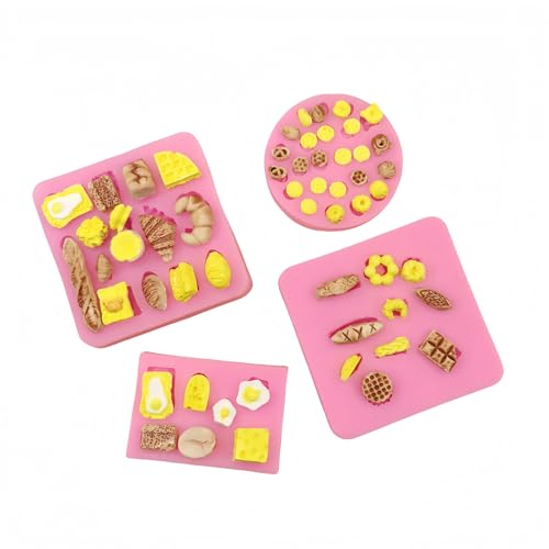 HIRAIDAI Silikon Fondant Kuchen Formen 4 Stück Croissant Omelette Spielzeug DIY Schokoladen-Silikonform von HIRAIDAI