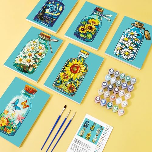 HIRHNDFK Paint by Number Kit for Adults Beginner, Retro Cocktail Hand-painted Paint Art, Framed Easy Canvas DIY Acrylic Pigment Drawing Paintwork, for Bar Room Wall Decor (Vase flowers) von HIRHNDFK