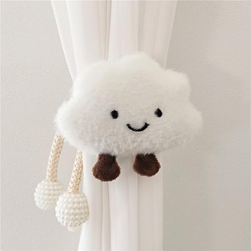 Vorhänge Raffhalter 2 Stück Cartoon Wolken Gardinenclips Raffhalter Seil, Wolken Vorhanghalter, Vorhang-Clips 3D Wolken für Kinderzimmer Dekoration (Weiß) von Benzisun