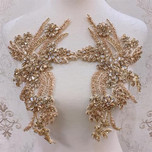 1 Paar 15 * 30 cm Kleidung Perlen Zubehör Strass Applikation Patches für Kleidung DIY von HIROYI